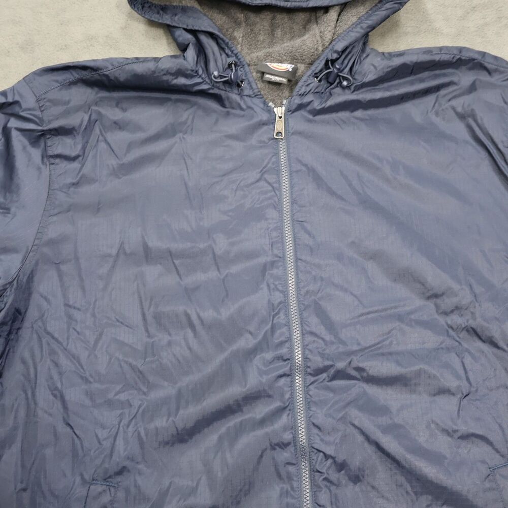 Dickies Mens Fleece Lined Hooded Jacket XL Navy Blue Workwear Full Zip NWT - Picture 2 of 15